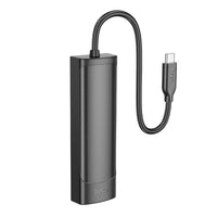 hoco HB42 Easy safety 4-in-1 Gigabit Ethernet Adapter(Type-C to USB3.0*3+RJ45)(L=0.2M) - black
