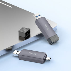 hoco HB45 Spirit 2-in-1 USB / Type-C 3.0 card reader - metal gray