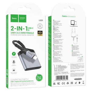 hoco LS39 Type-C to Type-C+3.5 digital audio converter - metal gray