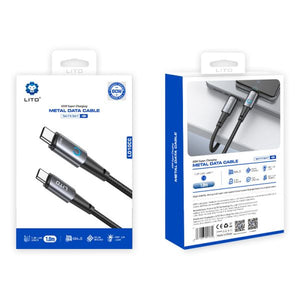 LITO LD010 USB-C to USB-C Angle Design Fast Cable Braided Metal 100cm - Black