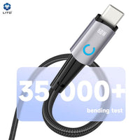 LITO LD010 USB-C to USB-C Angle Design Fast Cable Braided Metal 100cm - Black
