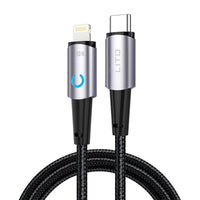 LITO LD010 USB-C to Lightning Fast Cable Braided Metal Soft LED highlight 120cm - Black
