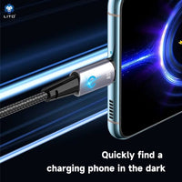 LITO LD010 USB-C to Lightning Fast Cable Braided Metal Soft LED highlight 120cm - Black
