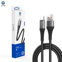 LITO LD08 USB-A To USB-C Nylon braided Cable 100cm - Black
