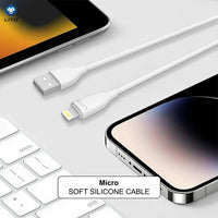 LITO LD03 USB-A to Lightning Liquid Silicone Fast Charging Cable 100cm - White
