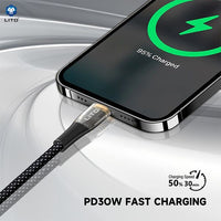 LITO LD01 USB-C To Lightning Liquid Silicone Fast Charging Cable 120cm - Black
