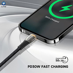 LITO LD01 USB-C To Lightning Liquid Silicone Fast Charging Cable 120cm - Black