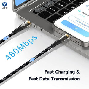 LITO LD01 USB-C To Lightning Liquid Silicone Fast Charging Cable 120cm - Black