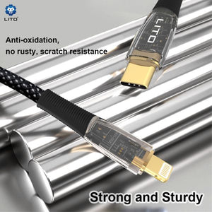 LITO LD01 USB-C To Lightning Liquid Silicone Fast Charging Cable 120cm - Black