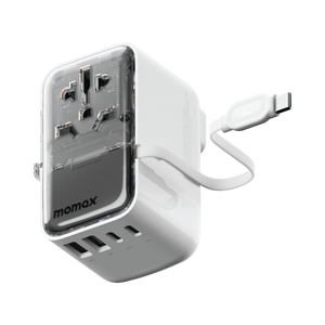 Momax World 35W GaN AC Travel Adaptor With cable - White