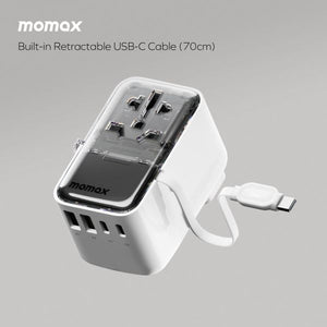 Momax World 35W GaN AC Travel Adaptor With cable - White