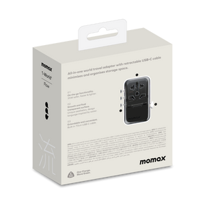 Momax World 35W GaN AC Travel Adaptor With cable - White