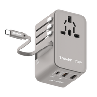 Momax World 70W GaN AC Travel Adaptor With cable
