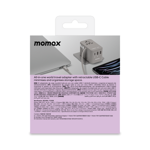 Momax World 70W GaN AC Travel Adaptor With cable