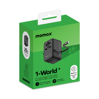 Momax World 25W GaN AC Travel Adaptor With cable - Black
