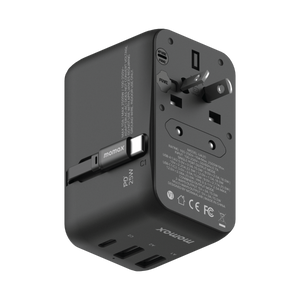 Momax World 25W GaN AC Travel Adaptor With cable - Black