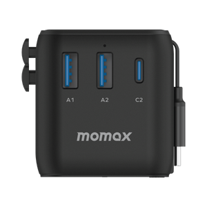 Momax World 25W GaN AC Travel Adaptor With cable - Black