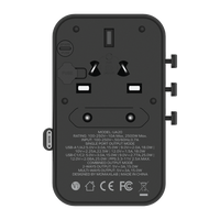 Momax World 25W GaN AC Travel Adaptor With cable - Black