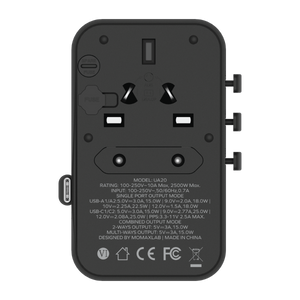 Momax World 25W GaN AC Travel Adaptor With cable - Black