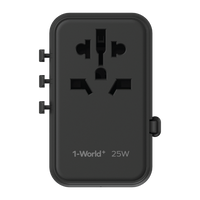 Momax World 25W GaN AC Travel Adaptor With cable - Black