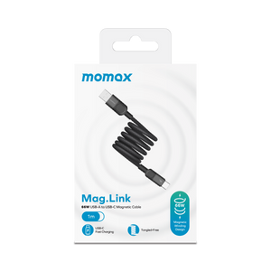 Momax Mag.Link Magnetic USB-A to USB-C cable 66w - Black