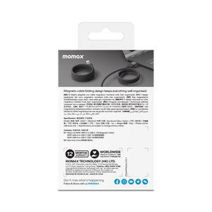 Momax Mag.Link Magnetic USB-A to USB-C cable 66w - Black