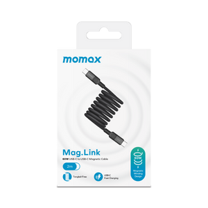 Momax Mag.Link Magnetic USB-C to USB-C cable 60w 2M - Black
