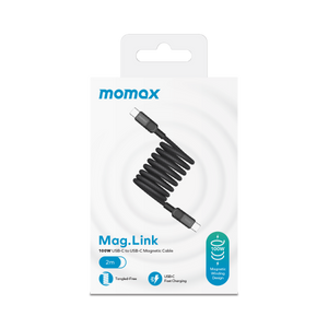 Momax Mag.Link Magnetic USB-C to USB-C cable 100w 2M - Black