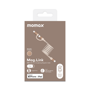 Momax Mag.Link Duo Magnetic USB-C to USB-C & Lightning Cable 60W - 1m