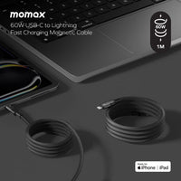 Momax Mag.Link Magnetic USB-C to Lightning Cable 60W Up to 1m - black
