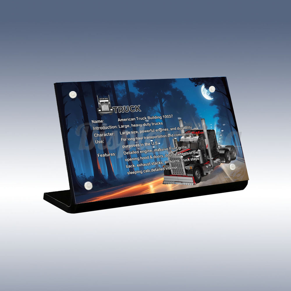 Display King - Acrylic display plaque for Mould King American Truck Building 10037