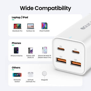 iQuick 100W 2*USB-A 2*USB-C 4-Port Charger Power Strip-White