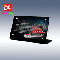 Display King - Acrylic display plaque for Mould King ltalian Supercar V12 Engine 10169
