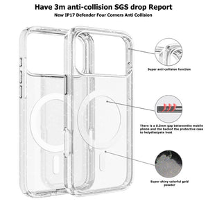 iPhone 17 Pro UTIA Ultimake Shockproof Transparent Case Cover With Magnetic Ring