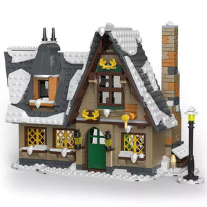 Mould King Aovatown Christmas Cottage House Bricks Kids Toys