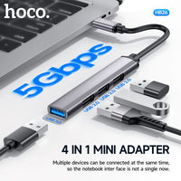 hoco HB26 4 in 1 adapter(Type-C to USB3.0+USB2.0 - metal gray