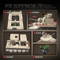 QUANGUAN 100285 PZ KPFW38(T) Ausf.F Light Tank with 730 Pieces
