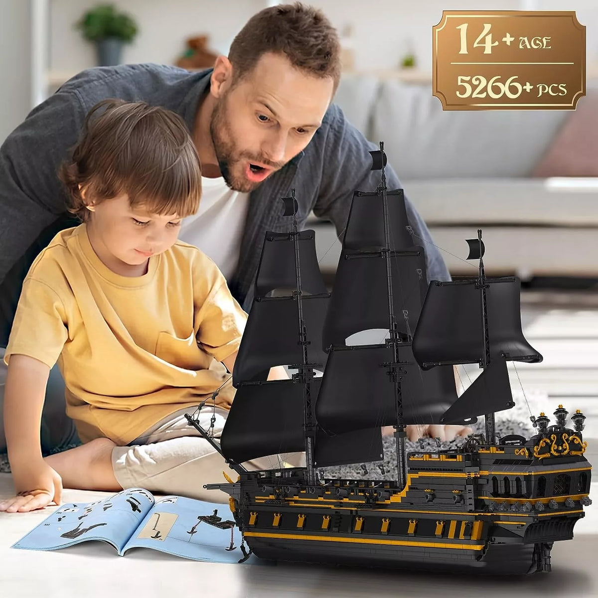 Mould King 13186 Pirates Ship Model Building Blocks Kits MOC Large Bla ...