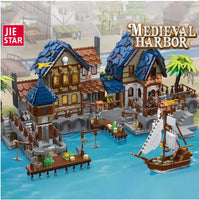 JIESTAR Building Blocks MOC 89152 Castle Harbor Medieval 2979pcs lighting effect toy
