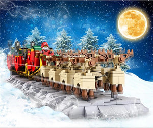 MOULD KING 10015 MOC-32342 The Motorized Christmas Santa Sleigh with 1318 Pieces