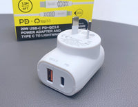 sky Budi AC339WATLW PD 20W wall charger with Type-C to Lightning combo
