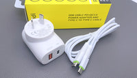 sky Budi AC339VATTW PD 20W wall charger with Type-C to C combo
