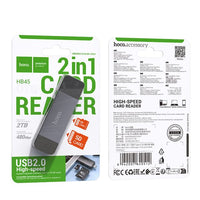 Hoco. HB45 Spirit 2-in-1 USB/Type-C 2.0 card reader - metal gray

