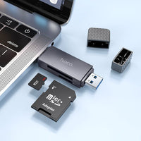 Hoco. HB45 Spirit 2-in-1 USB/Type-C 2.0 card reader - metal gray
