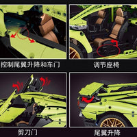 MOULD KING 13057S 1:8 Lamborghini Hyper Green Version with 3819 Pieces-Mould King 13057S