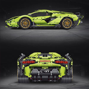 MOULD KING 13057S 1:8 Lamborghini Hyper Green Version with 3819 Pieces-Mould King 13057S