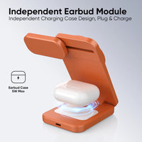 REDEFYNE Qi2.2 25W 3-IN-1 Portable Wireless Charger - Orange (with 45W USB-C Charger Plug & 1M USB-C Cable) (Compatible with Apple Watch)
