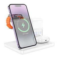 hoco CQ9 Crown 3-in-1 night light wireless fast charger with clock - white
