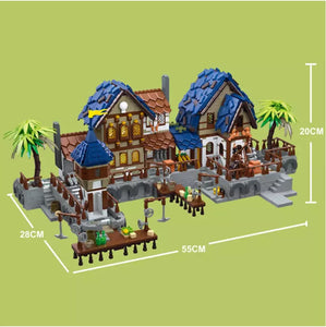 JIESTAR Building Blocks MOC 89152 Castle Harbor Medieval 2979pcs lighting effect toy