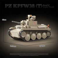 QUANGUAN 100285 PZ KPFW38(T) Ausf.F Light Tank with 730 Pieces
